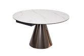 Caelinus Round Extendable Dining Table / Sintered Stone Extendable : 1.35 meter / Glossy-Snowberg White Only Casa Concetto Singapore