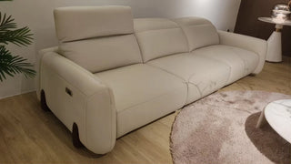 Ivory leather power recliner sofa providing everyday comfort