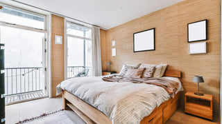 Modern storage bed frame arranged using Feng Shui bedroom principles