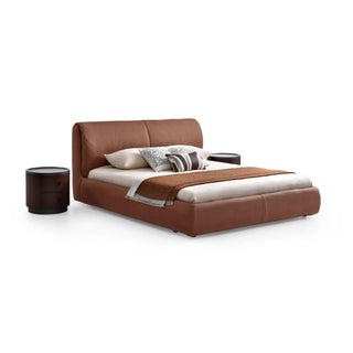 Brown Leather Bedframe with mattress