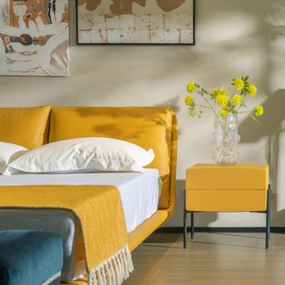Brown Leather Bedframe with mattress