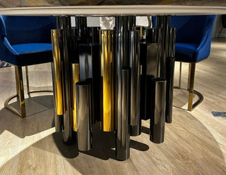 Base | Dining Table 静兰-圆-黑+金 