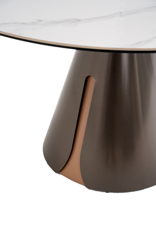 Caelinus Round Extendable Dining Table / Sintered Stone Extendable : 1.35 meter / Glossy-Snowberg White Only Casa Concetto Singapore