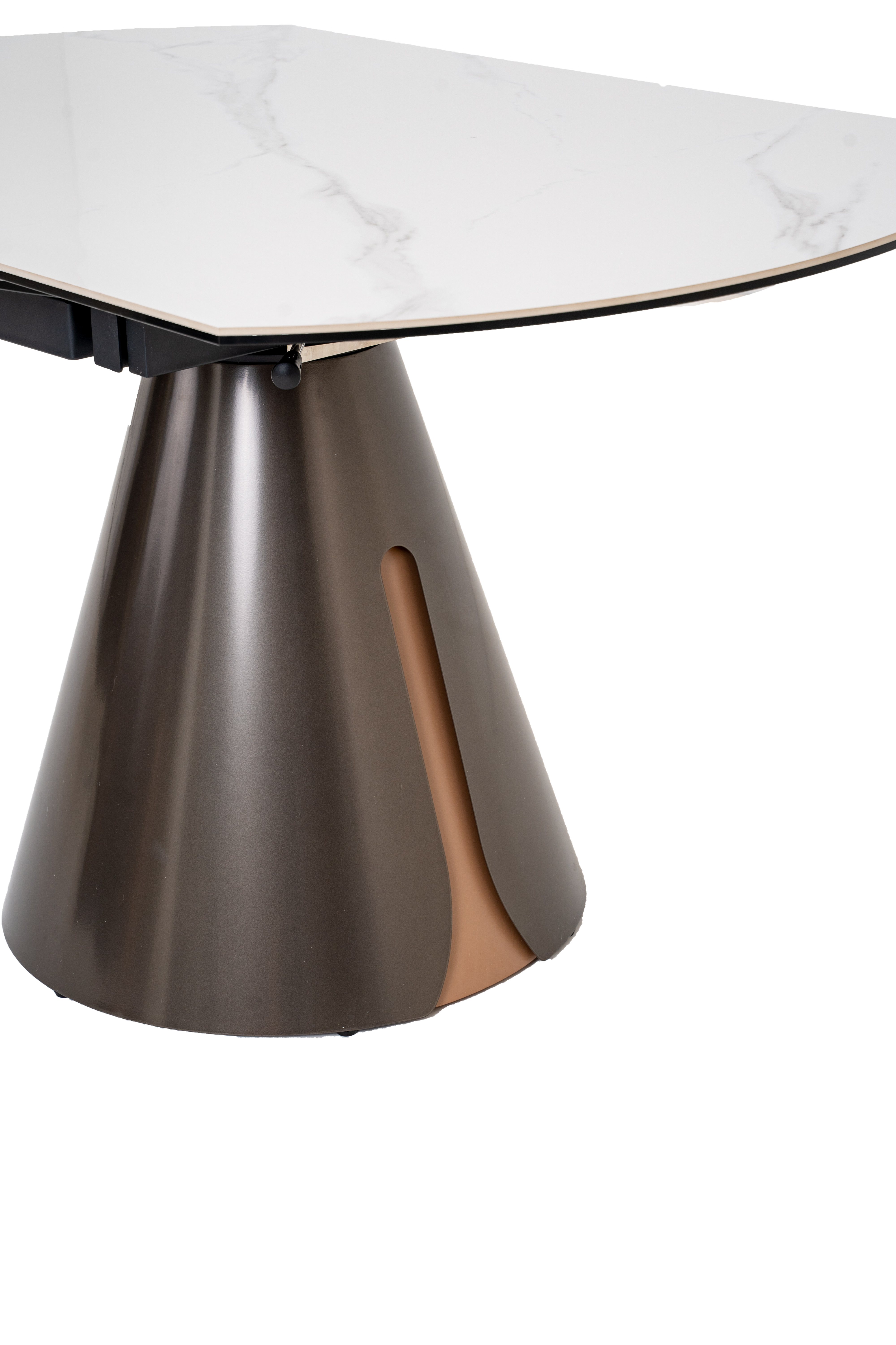 Caelinus Round Extendable Dining Table / Sintered Stone Extendable : 1.35 meter / Glossy-Snowberg White Only Casa Concetto Singapore