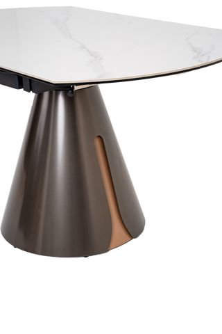 Caelinus Round Extendable Dining Table / Sintered Stone Extendable : 1.35 meter / Glossy-Snowberg White Only Casa Concetto Singapore