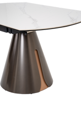 Caelinus Round Extendable Dining Table / Sintered Stone Extendable : 1.35 meter / Glossy-Snowberg White Only Casa Concetto Singapore