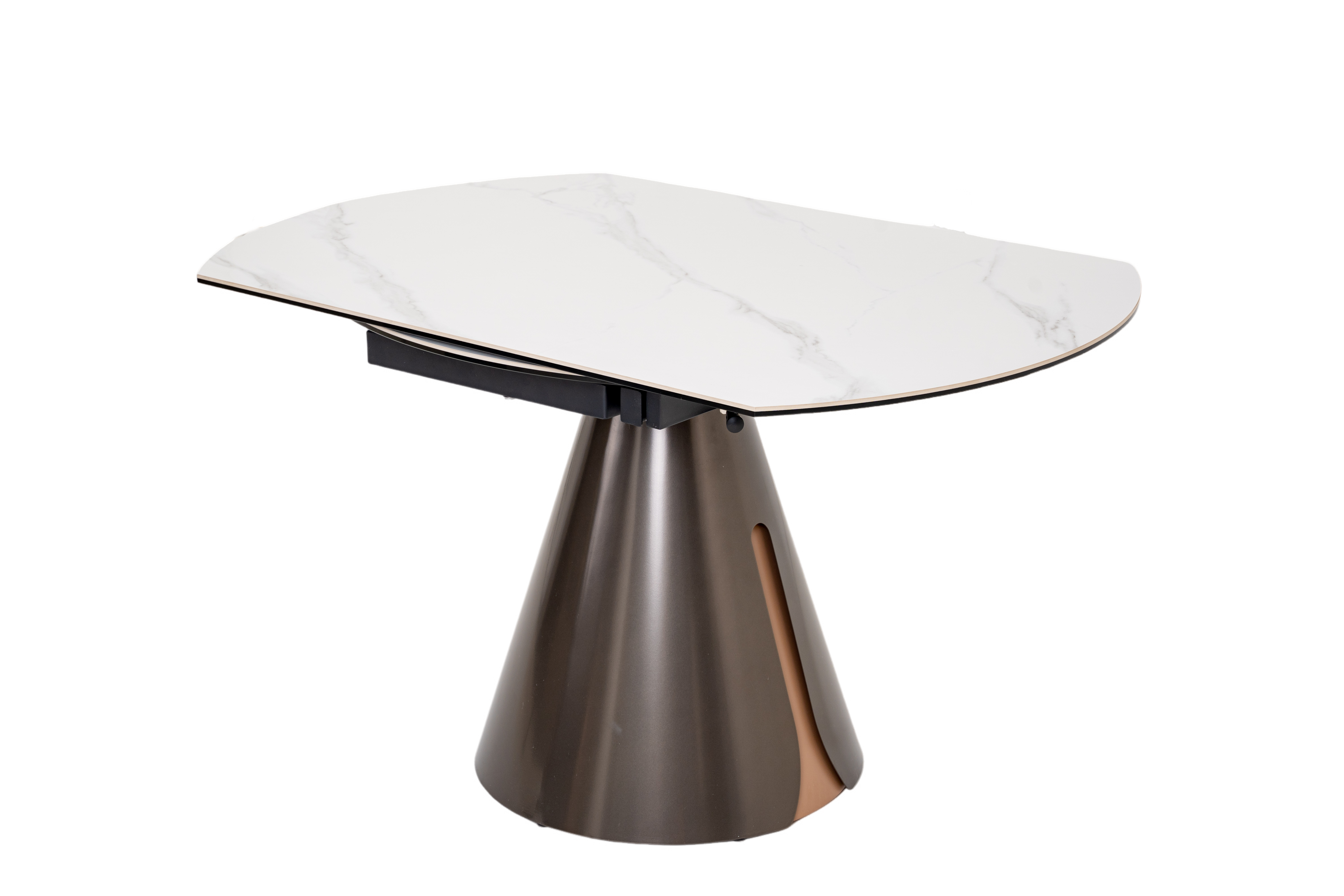 Caelinus Round Extendable Dining Table / Sintered Stone Extendable : 1.35 meter / Glossy-Snowberg White Only Casa Concetto Singapore