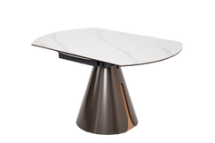 Caelinus Round Extendable Dining Table / Sintered Stone Extendable : 1.35 meter / Glossy-Snowberg White Only Casa Concetto Singapore