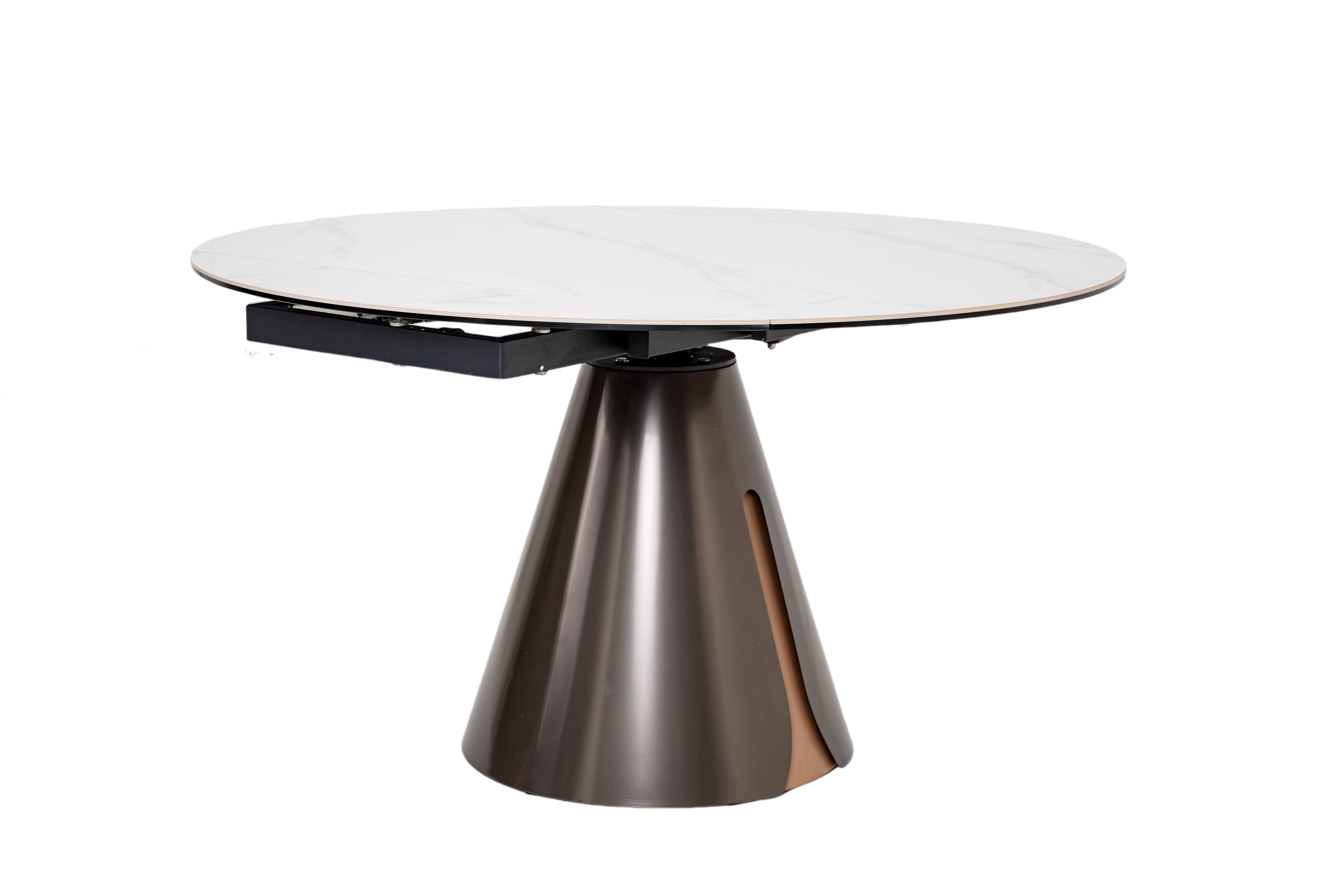 Caelinus Round Extendable Dining Table / Sintered Stone Extendable : 1.35 meter / Glossy-Snowberg White Only Casa Concetto Singapore