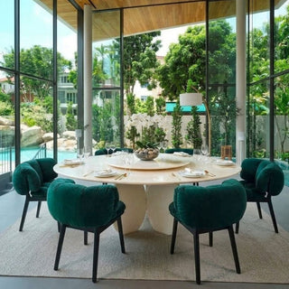 Milano Blanco Round Dining Table with Lazy Susan | Modern Luxury Stone Dining Table Casa Concetto Singapore