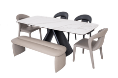 Shenton Extendable Dining Table / Sintered Stone with Tempered Glass Casa Concetto Singapore